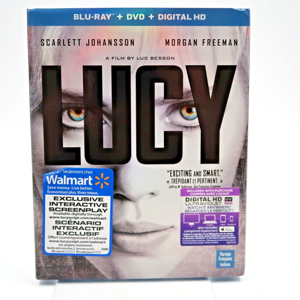 Lucy Blu-ray DVD 2014 Scarlett Johansson Morgan Freeman Action Movie Slipcover